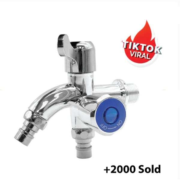 Kran T Cabang Mesin Cuci 2 Arah Chrome – Anti Bocor, Kuat, Awet