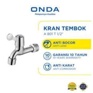 ONDA Kran Air Tembok A 801 T 1/2 In Kran Taman Keran Wudhu Anti Bocor Kran Dinding Kran Toilet Mandi