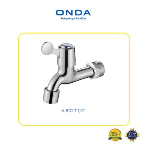 ONDA Kran Air Tembok A 801 T 1/2 In Kran Taman Keran Wudhu Anti Bocor Kran Dinding Kran Toilet Mandi - Gambar 3