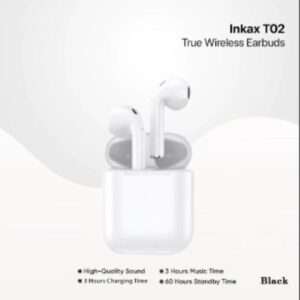 Inkax T02C True Wireless Earphones – Bluetooth 5.0, High-Quality Sound, 3 Jam Music Time, Desain Ringan & Ergonomis