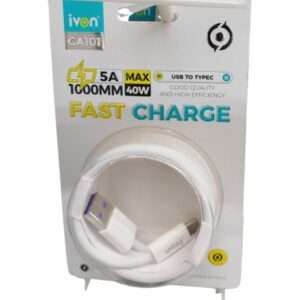 Kabel Charger Ivon CA101 1 Meter – USB to Type-C Fast Charge 5A 40W | Anti Putus & High Efficiency