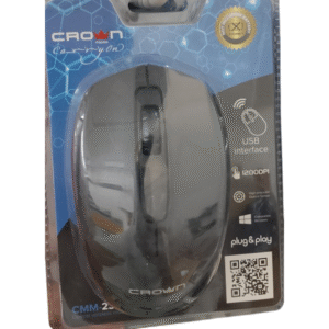 Mouse Wireless Crown CMM-25 – 1200 DPI Optical Sensor, USB Receiver, Plug & Play, Desain Ergonomis