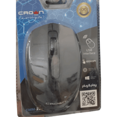 Mouse Wireless Crown CMM-25 – 1200 DPI Optical Sensor, USB Receiver, Plug & Play, Desain Ergonomis