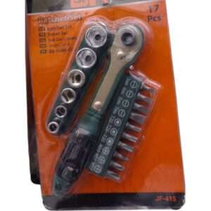 Ratchet Set 17 Pcs JF-415 – Kunci Sok Multifungsi, Obeng Set Lengkap, Peralatan Reparasi Serbaguna