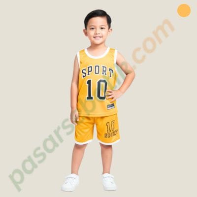 HeroSix Setelan Basket Anak Laki-Laki 41101028 – Baju Olahraga Anak Cowok Singlet Jersey Dry-Fit Premium – Adem & Menyerap Keringat Usia 4-6 Tahun Size M
