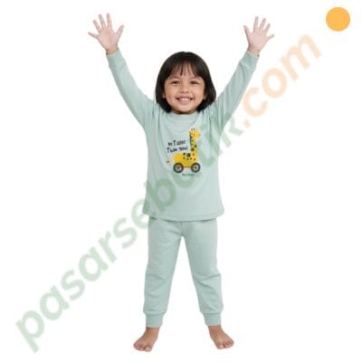 Setelan Piyama Anak Bon Bon Katun Size L (4–5 Tahun) – Baju Tidur Anak Motif Jerapah Adem & Lembut