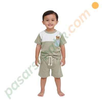 Bebe Boheme Setelan Anak Laki-Laki 31701547 Motif Beruang Saku Denim Bahan Katun Premium Adem - Baju Anak Cowok Terbaru 2026 Size 1 Usia 1-2 Tahun Original