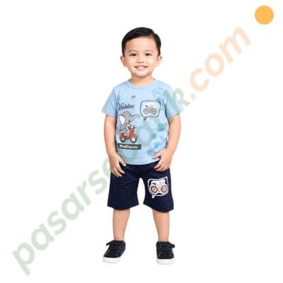 Setelan Baju Anak 3-4 Tahun Lucu Motif Gajah & Sepeda - Murah & Nyaman