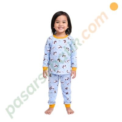 Setelan Piyama Anak Airin Baby Katun Size L (3–5 Tahun) – Baju Tidur Anak Motif Panda Adem