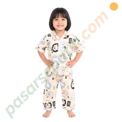 Piyama Anak Roar Ukuran S Motif Singa Lucu | Setelan Baju Tidur Anak Adem & Nyaman