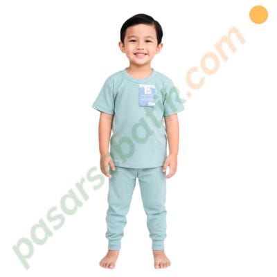 Setelan Baju Anak Bonbon Usia 4–5 Tahun | Katun Waffle Adem | Nyaman Dipakai Harian