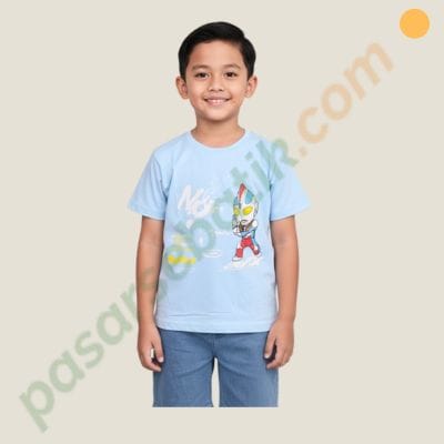 Meng Yao Setelan Anak Laki Laki Ultraman Premium - Baju Anak Import Denim 31701229 - Size XL (9-12 Thn)