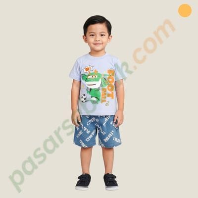 Setelan Anak Laki Laki Domino 31701077 Baju Kaos Katun Premium Adem 2026