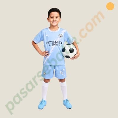 Setelan Baju Bola Anak Manchester City Foden #47 Five Star - Jersey City Biru Muda 38101037 - Size 8 (7-9 Thn)