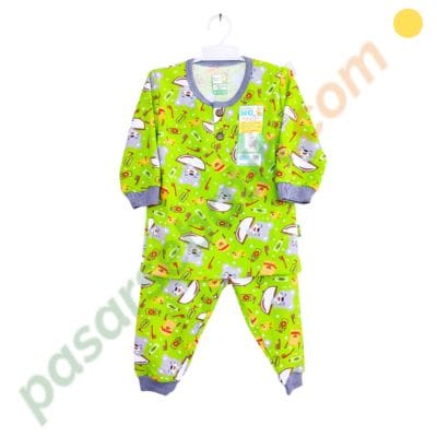 Setelan Tidur Anak Lengan Panjang Mom's Gift – Motif Beruang & Mie (Hijau Cerah, XXL) - Gambar 2