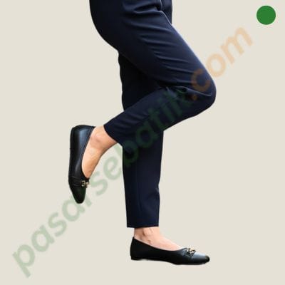 Sepatu Kerja Balet Wanita Jestin 63401196 Flat Shoes Gesper Hitam Elegan 36-40